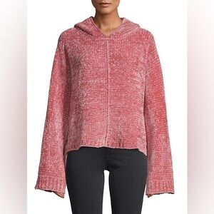 Alice and Olivia Pink Knitted Bell Sleeve Hooded Sweater
